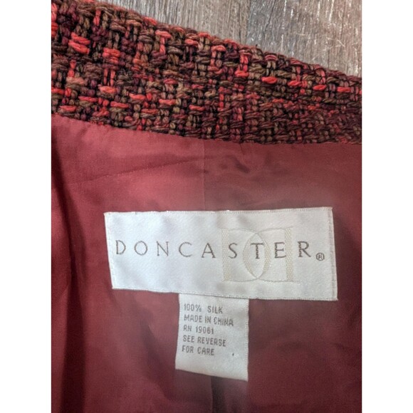 Vintage Silk Tweed Jacket by Doncaster, Rust & Brown Blazer Coat Size 10 - Picture 9 of 10
